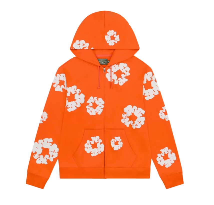 Denim Tears Zip Up Hoodie 'Orange'