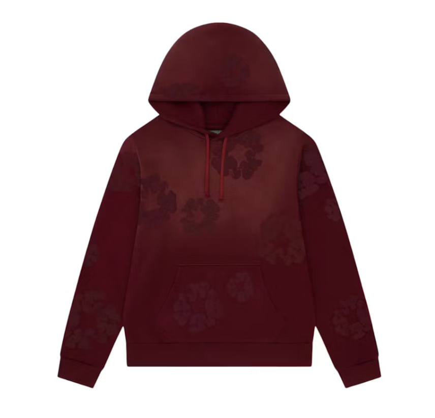 Denim Tears Faded Mono Cotton Wreath Hoodie 'Beet Root'