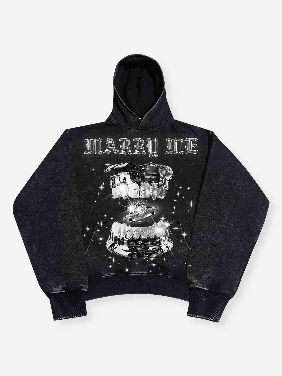 MARRY ME Black Washed Hoodie