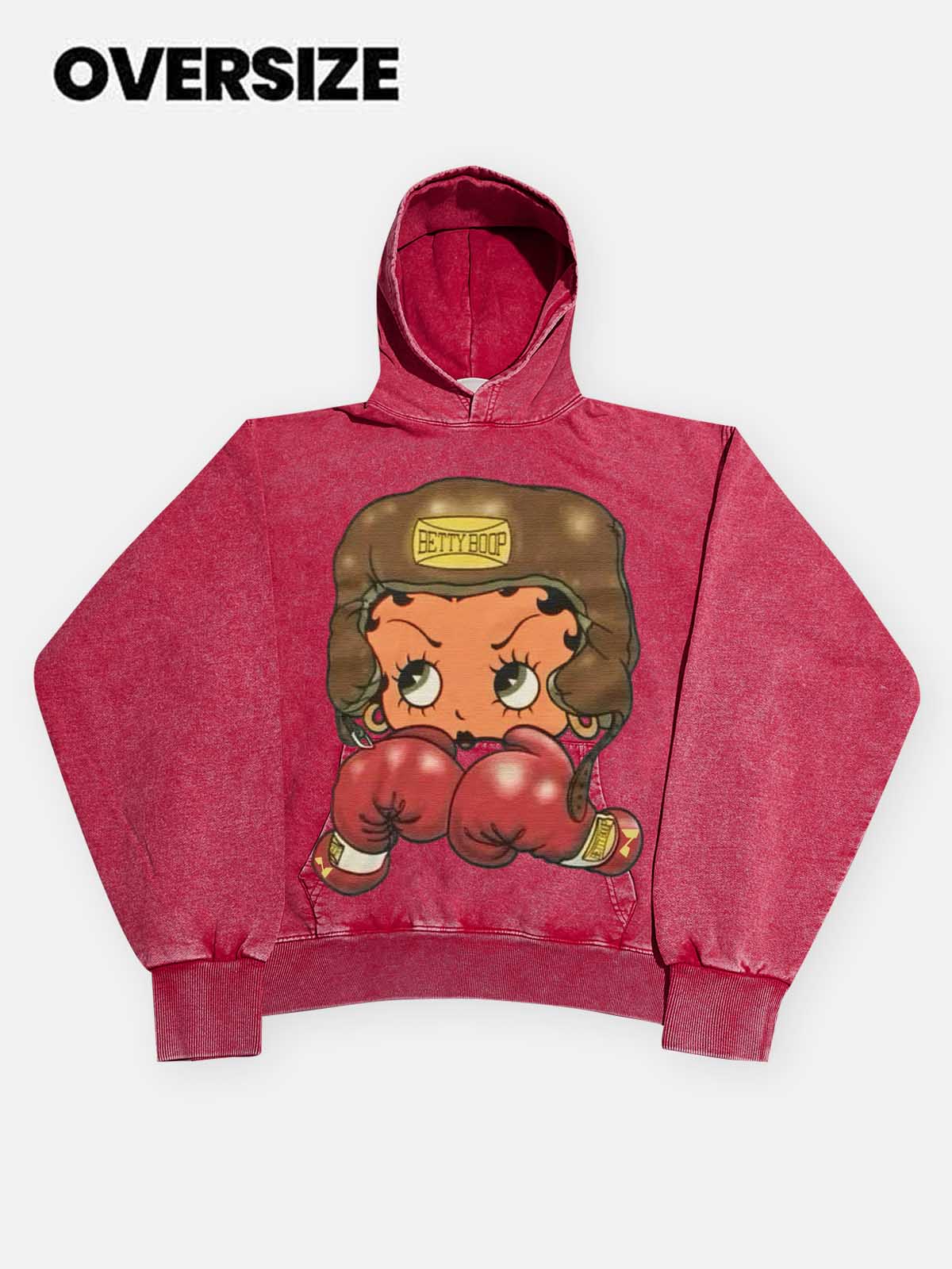 High quality Cartoon girl Boxing Print 425g Hoodie