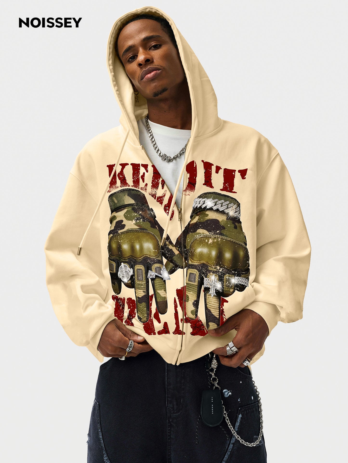 Keep it Real Military Camouflage Hand Gesture Hoodie
