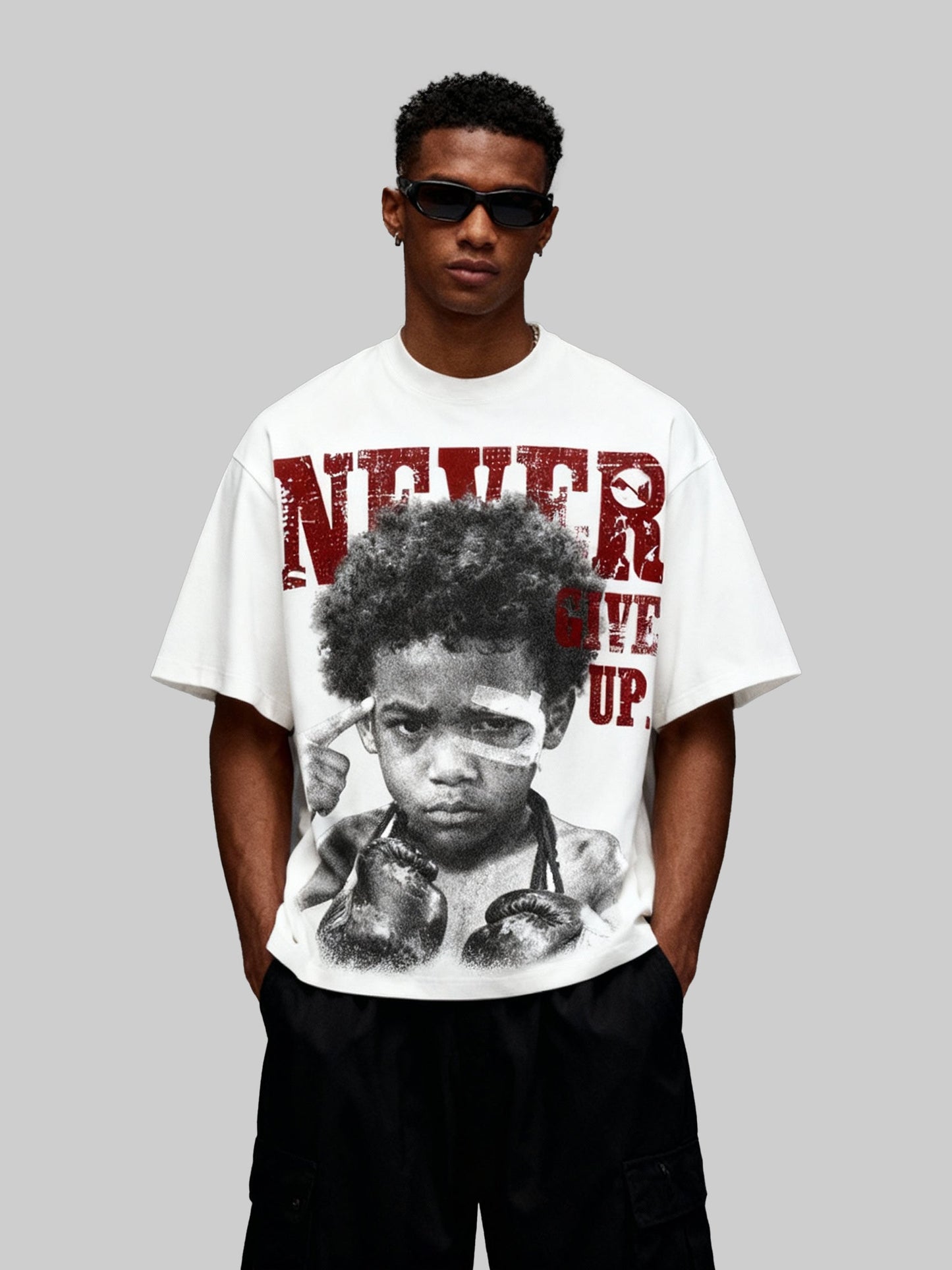 "Never give up" Boxy Oversized T- shirt