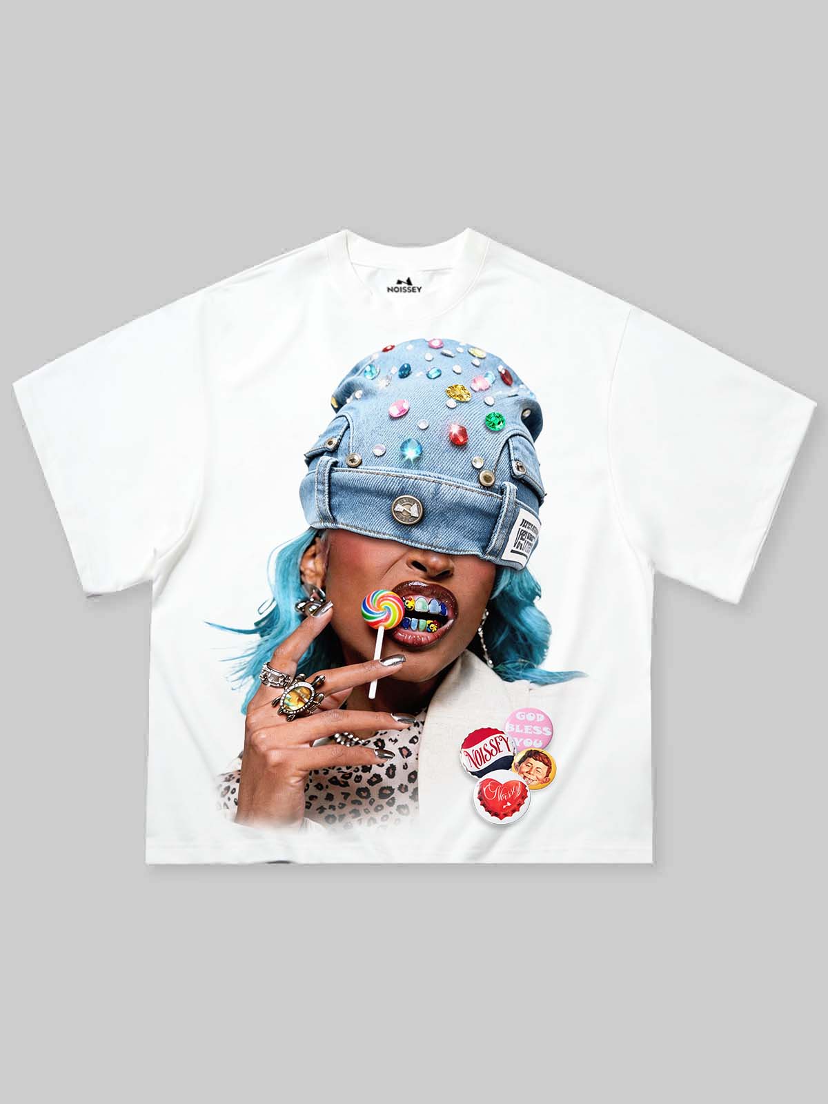 NOISSEY "Lollipop Icon" White Tee - DIY Graphic T-Shirt