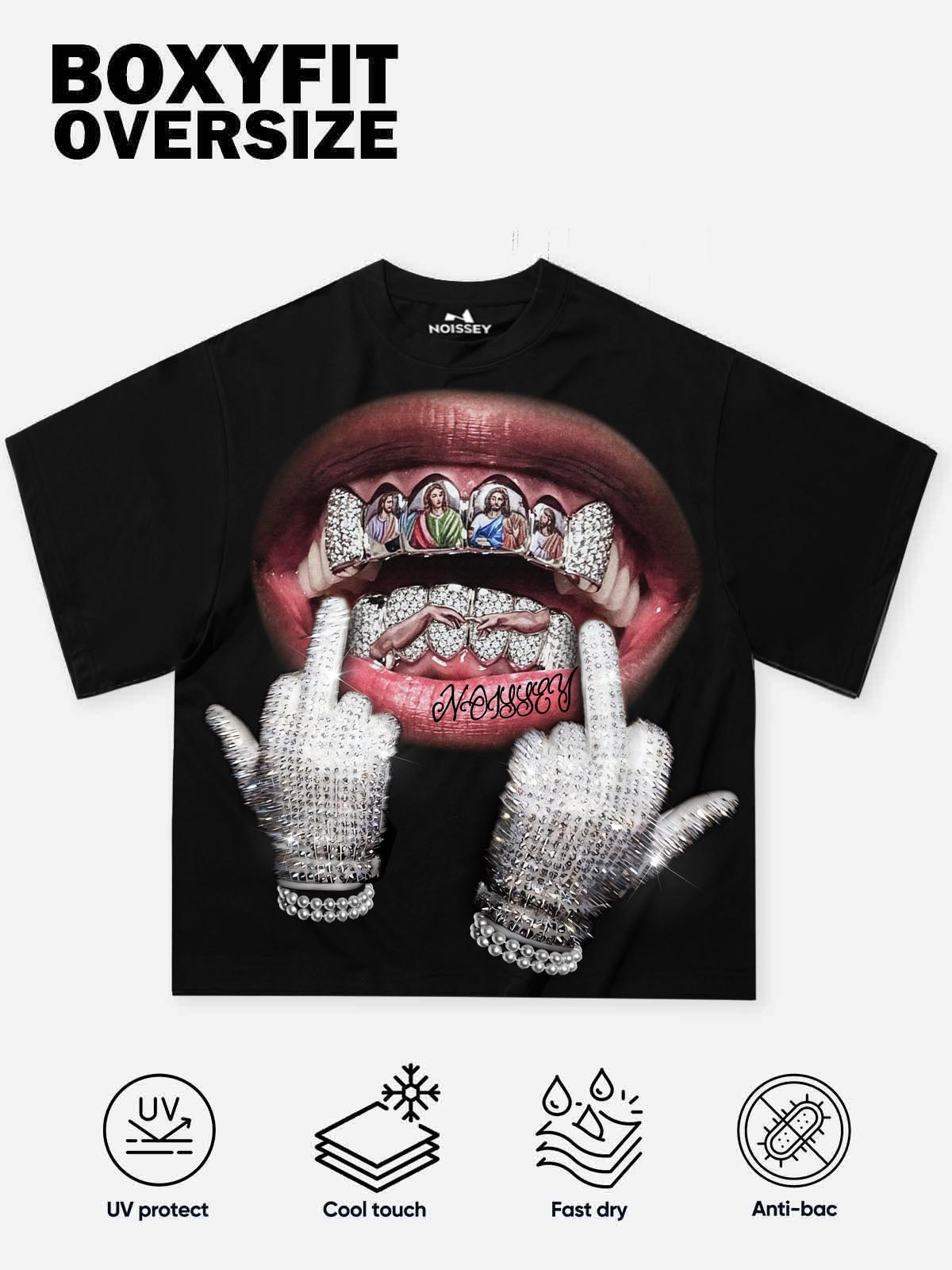 NOISSEY "The Last Supper Grillz" Graphic Tee - Heavyweight Jet Black