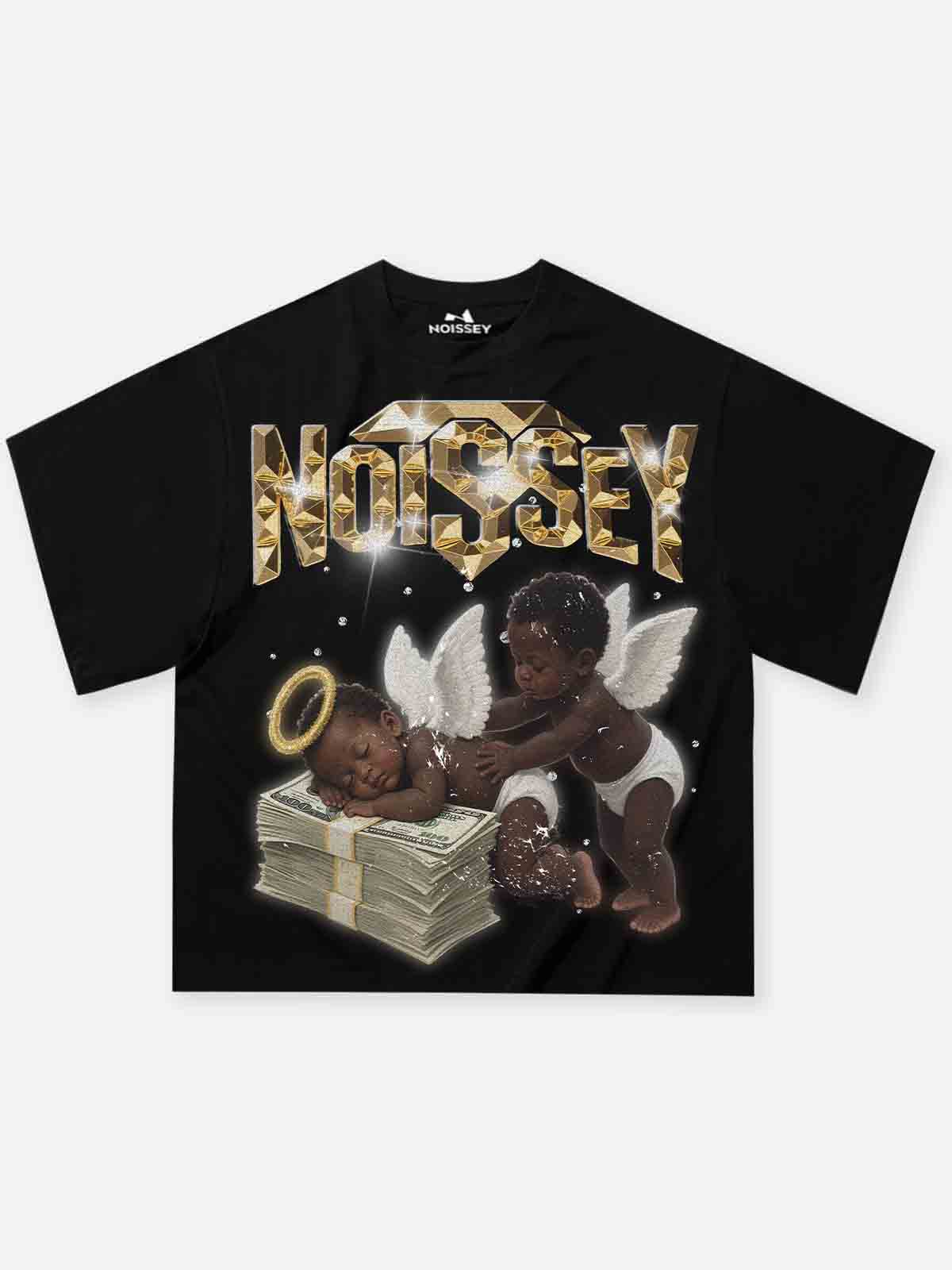 Angel on Money Print Boxy Oversized T-shirt