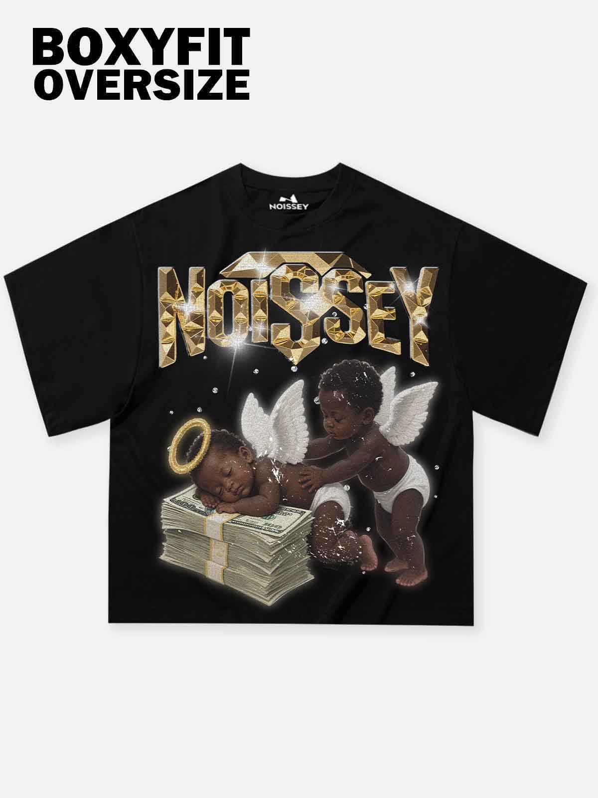 Angel on Money Print Boxy Oversized T-shirt