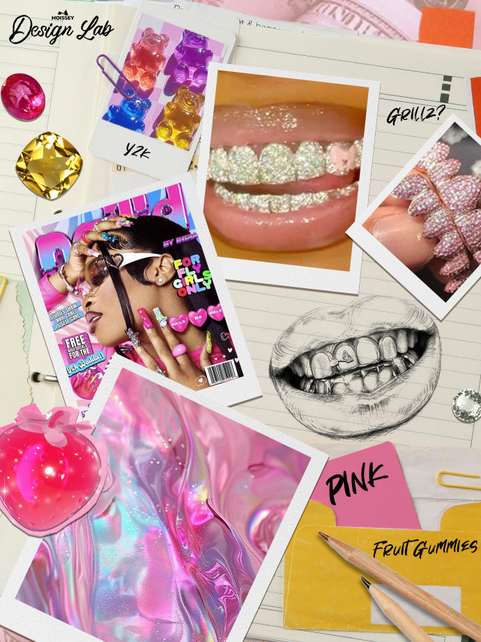 Transparent jelly cat's eye Grillz print pink warm hoodie