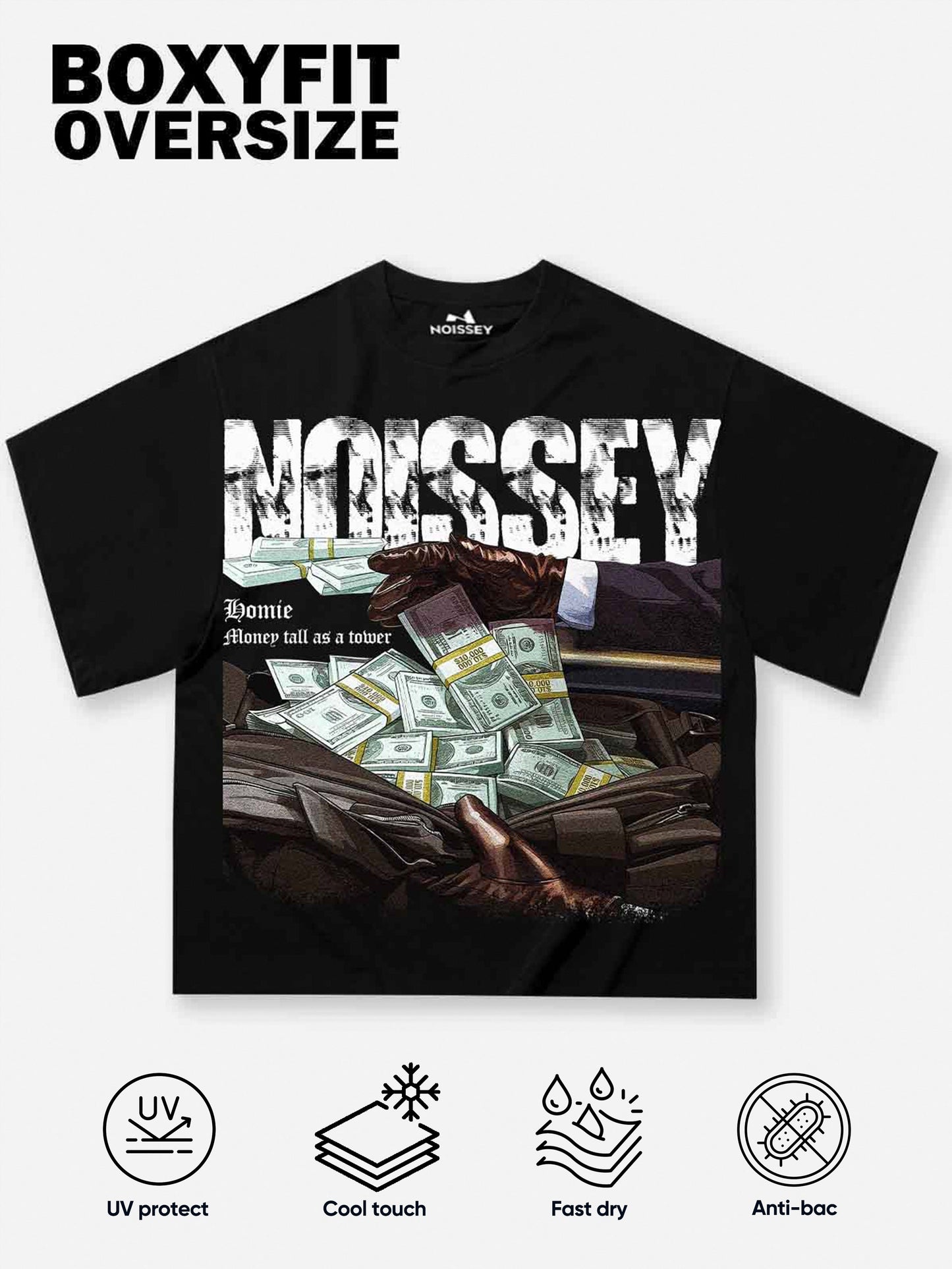 Boxy Oversized T-shirt - "Homie, Money Tall as a Tower" Print