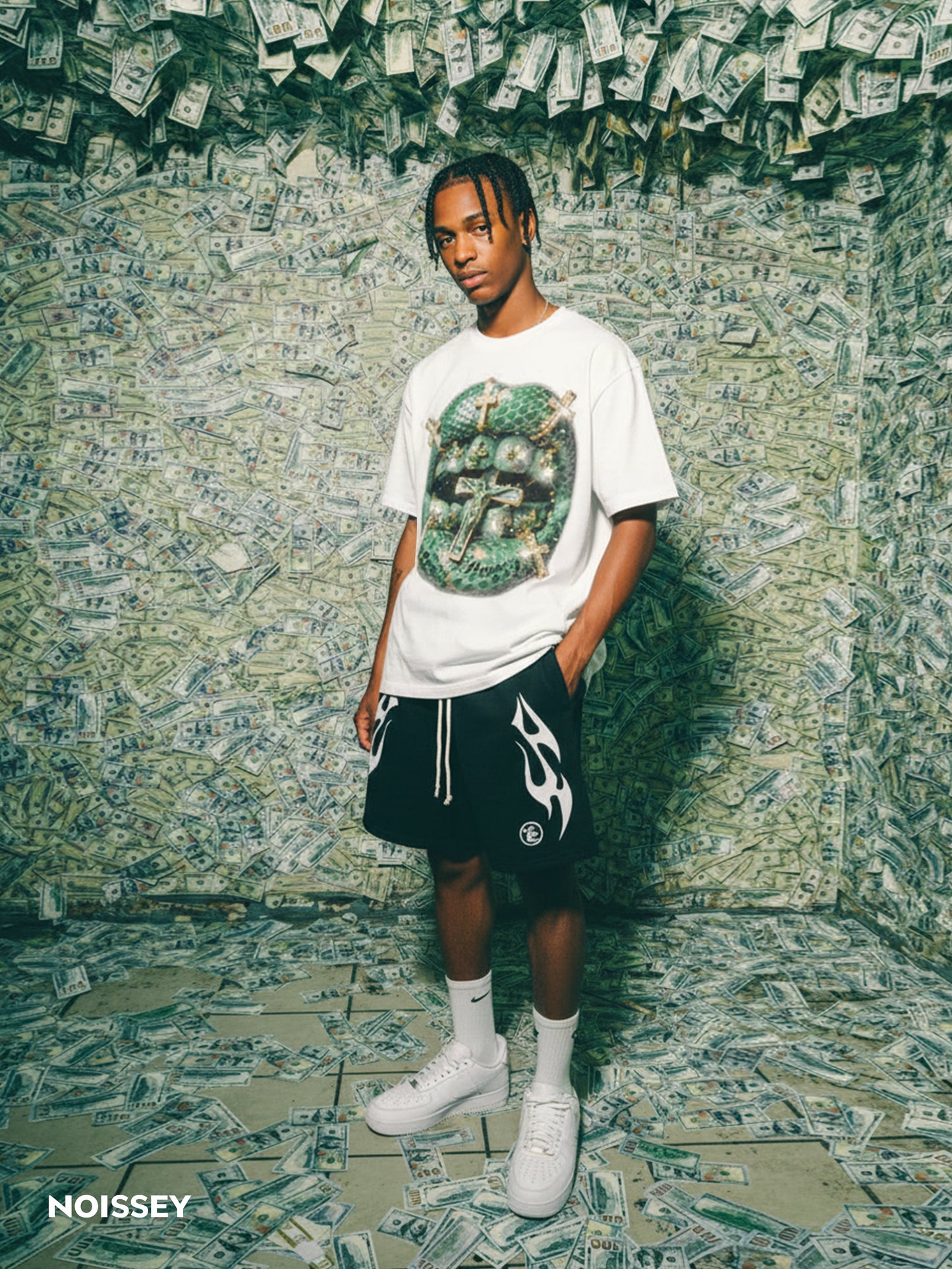 NOISSEY BRONZE SNAKESKIN - ICED OUT CROSS ART BOXY TEE