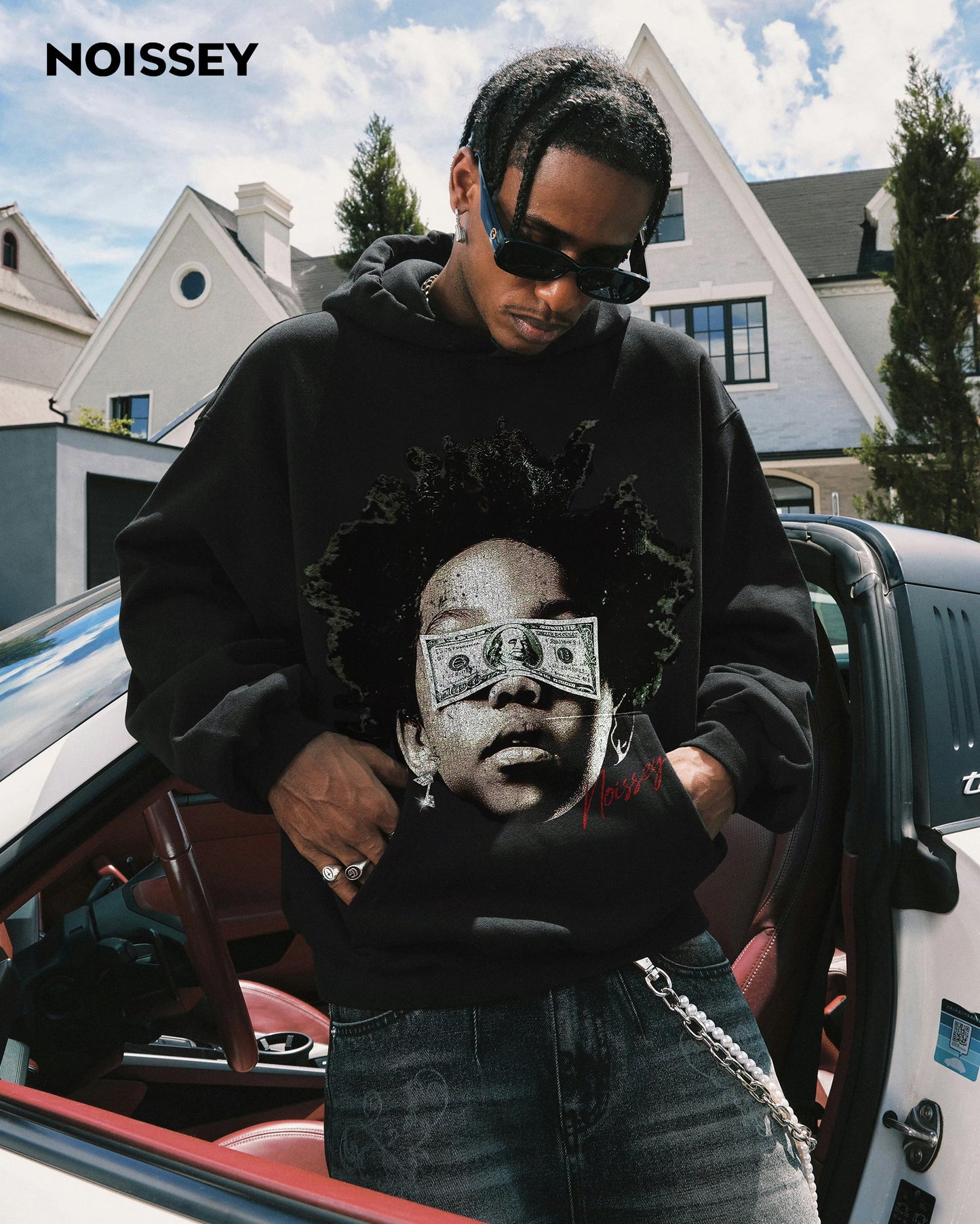 Child Blinded by Money Print Boxy Tech-Fabric Hoodie