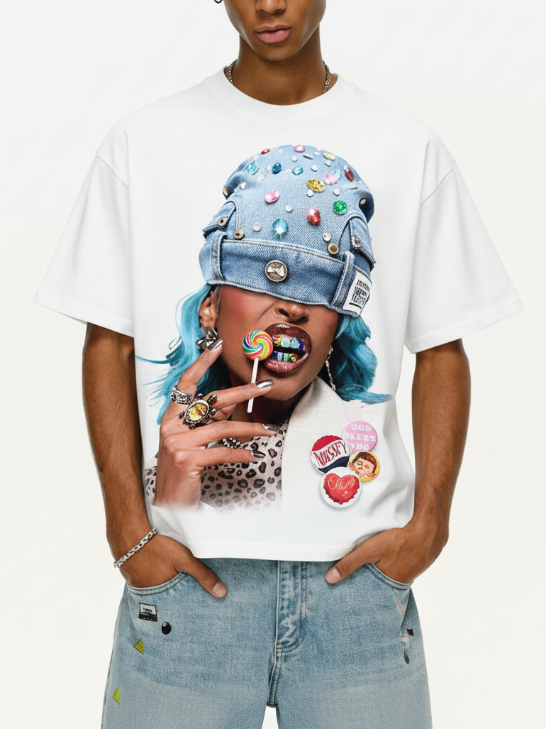 NOISSEY "Lollipop Icon" White Tee - DIY Graphic T-Shirt