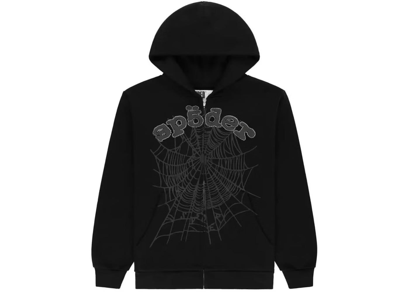 Sp5der ZipUp Hoodie Black Rhinestone