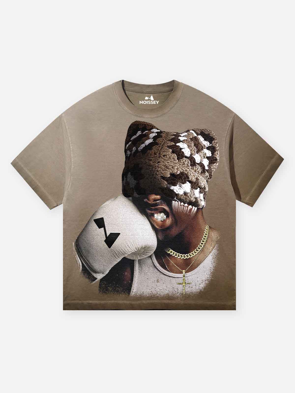 Boxing Cat-Ear Cap Street Gradient T-Shirt