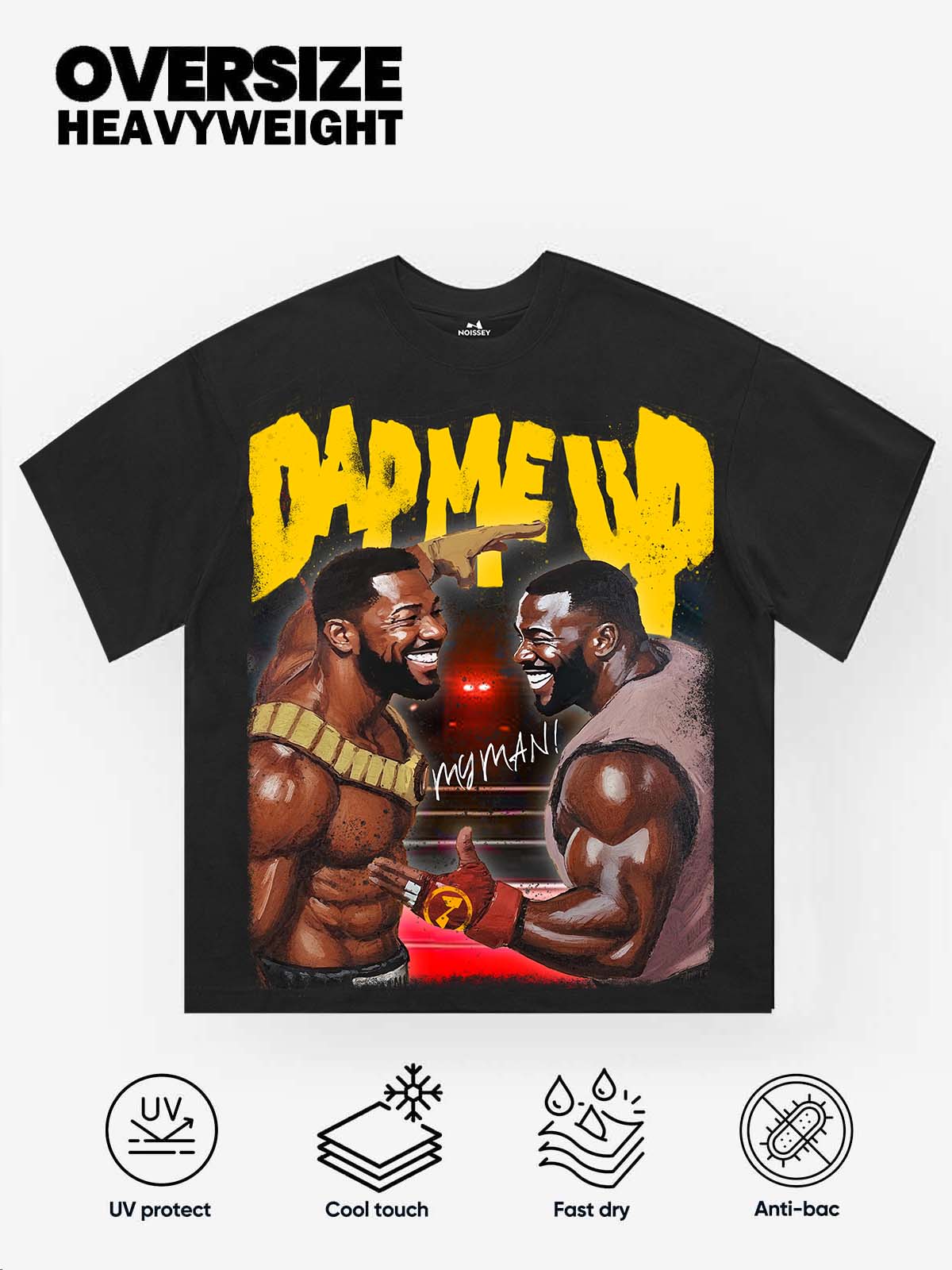 DAP ME UP! Black Oversized Printed T-shirt