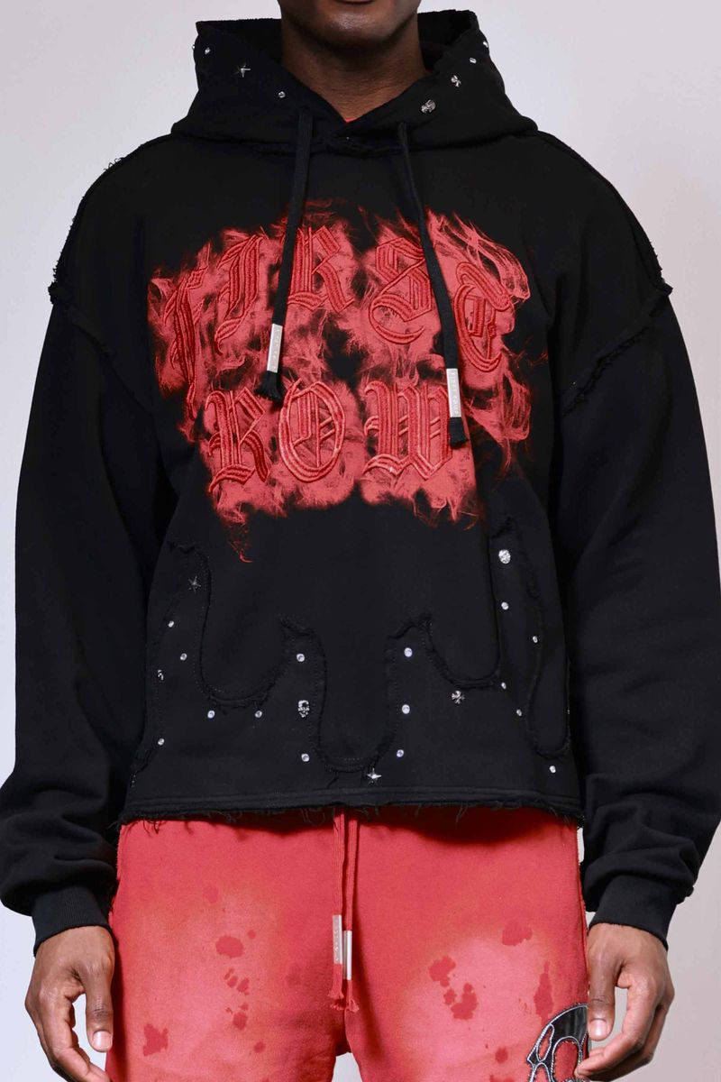 First row Hoodie Black Wake up and be Fierce red flames