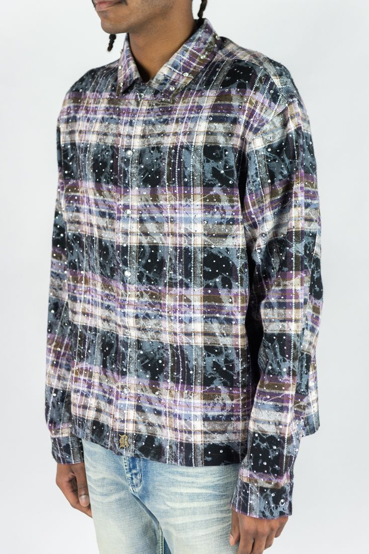 Rebel Mind Plum CROPPED RHINESTONE FLANNEL