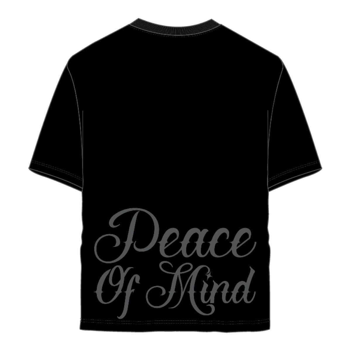 Rebel mind black peace of mind emboss tee