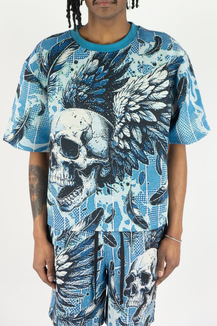 Rebel Minds Conquer R.Stone Tapestry Tee Blue