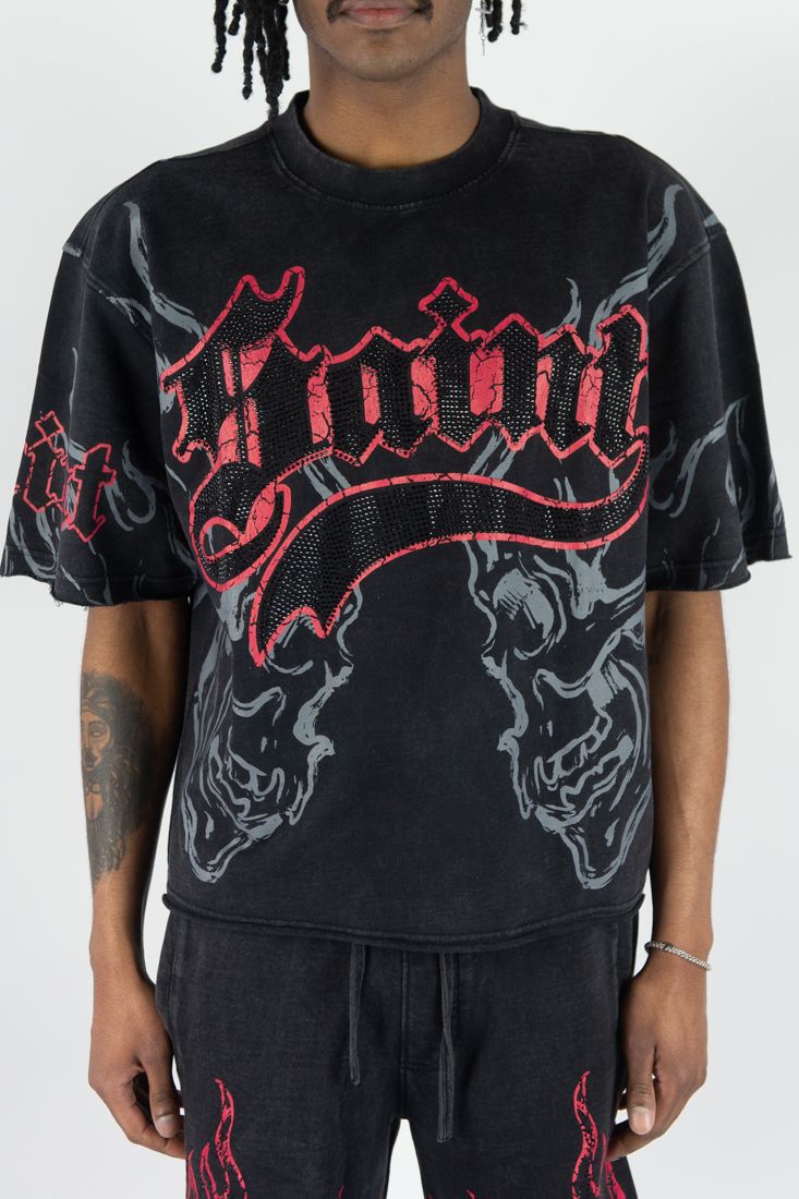 Rebel Minds Black Saint R.Stone Crop Top