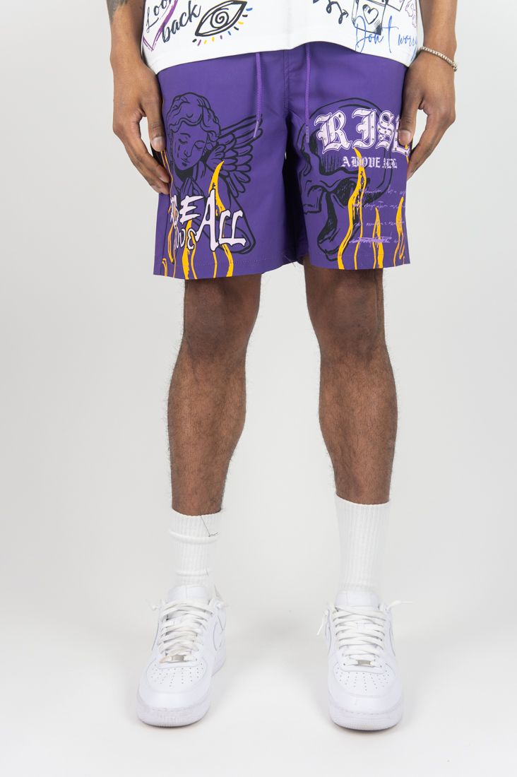 Rebel minds purple rise above all board shorts