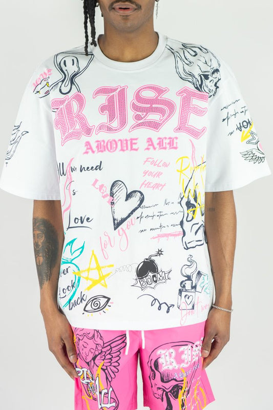 rebel minds pink rise above all aop tee