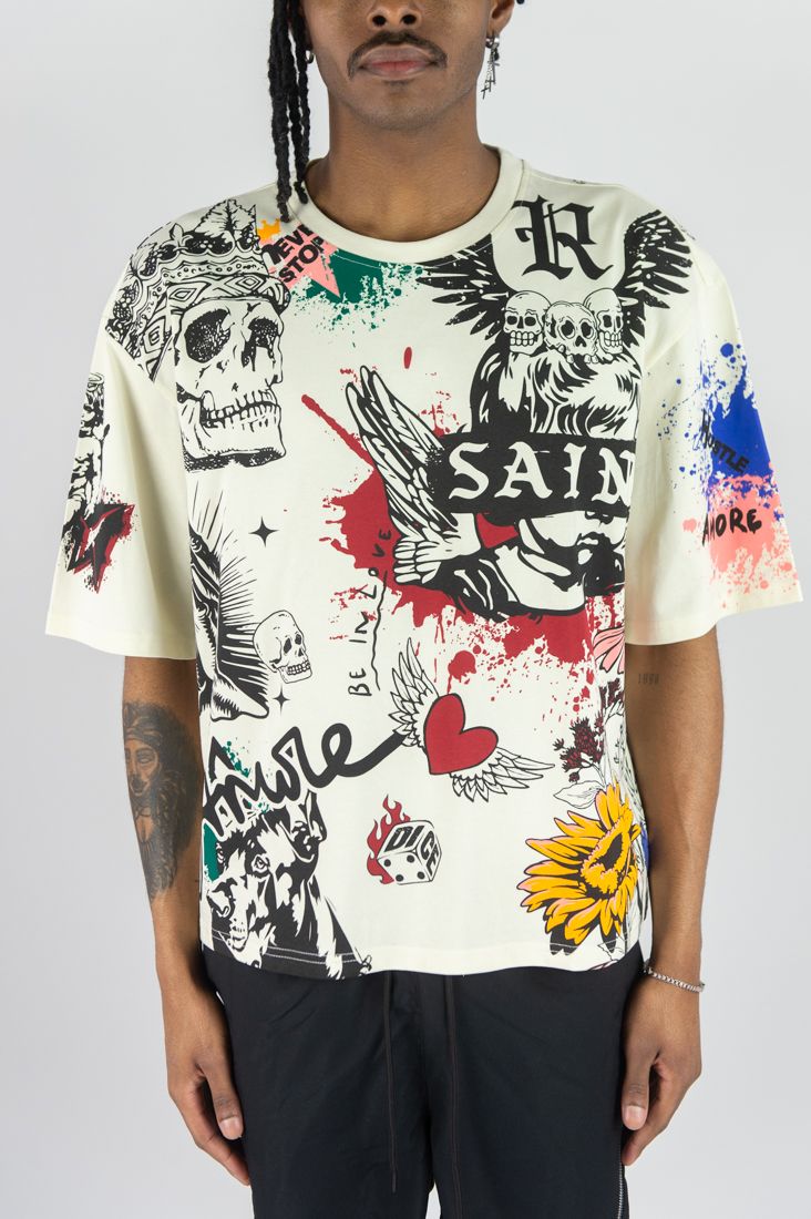 Rebel Mind Cream SAINT SPLATTER TEE