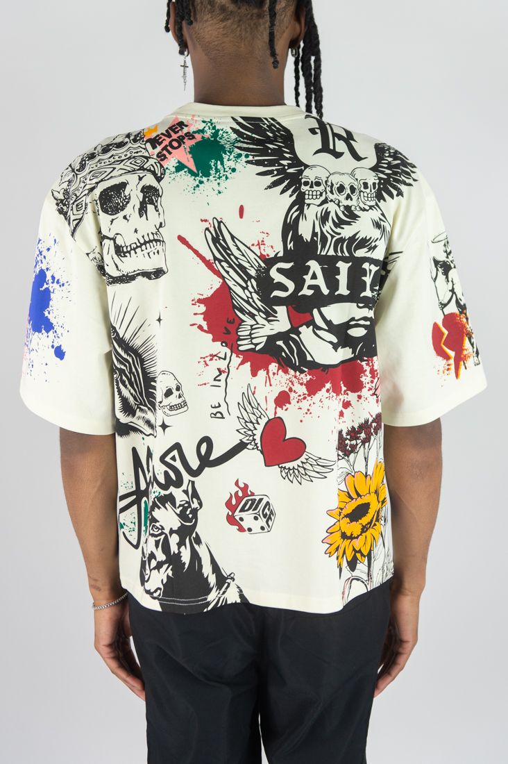Rebel Mind Cream SAINT SPLATTER TEE