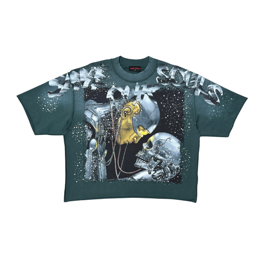 Rare Peace AI SKULL TEE W/ RHINESTONE Style. RT6033