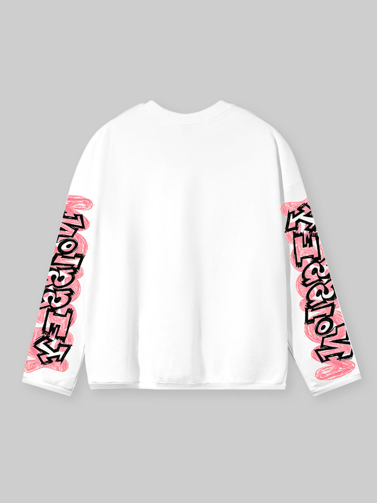 NOISSEY "Pink Hoonigan Graffiti" Coupe Tee - Clean White Oversized Long Sleeve