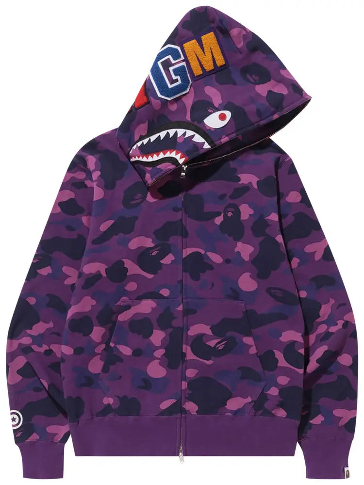 Bape Color Camo Full Zip Hoodie Purple