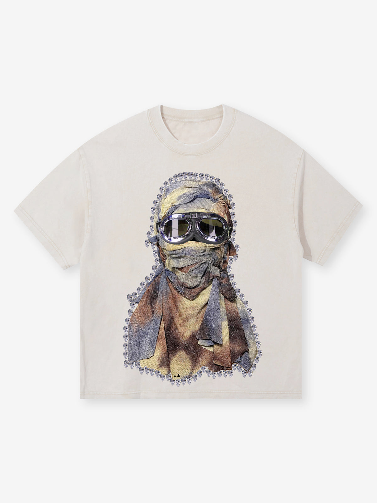 Desert Knight Vintage Collage Mask Printed T-shirt