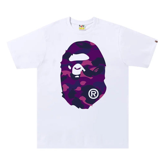 Bape Big Head Purple White Tee