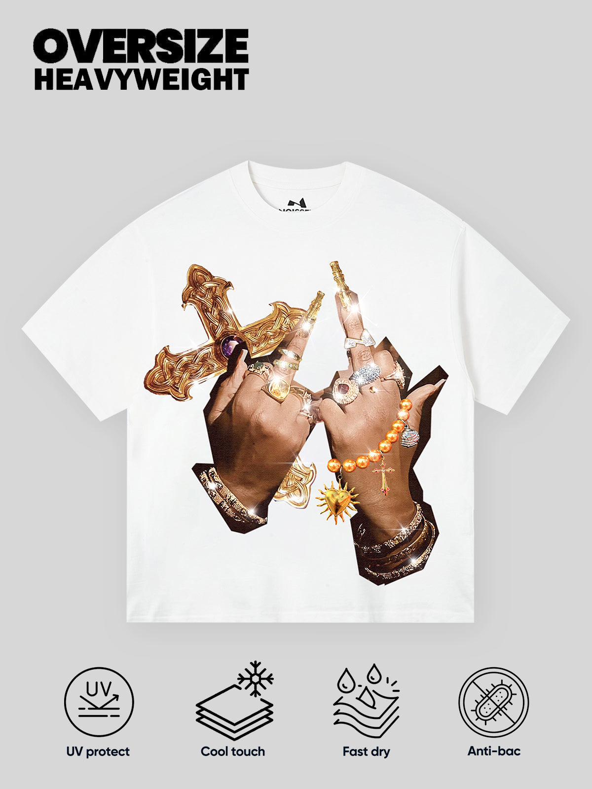 FUCK Diamond Ring Finger Print T-shirt