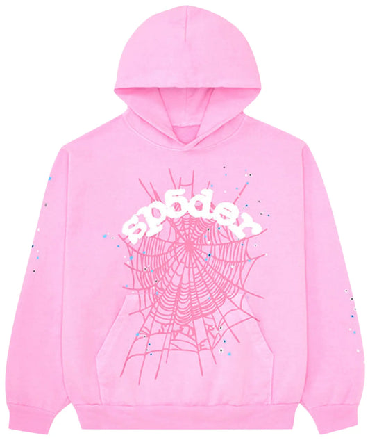 Sp5der Hoodie Light Pink White Logo