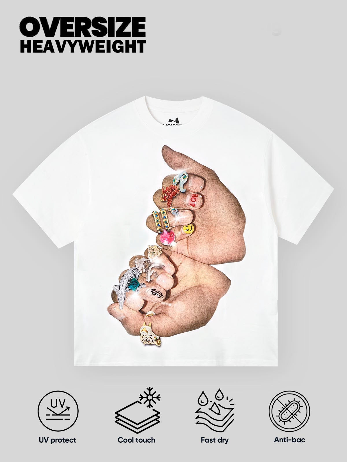 BOUNCE BACK© Finger Graffiti Diamond Ring Printed Tee