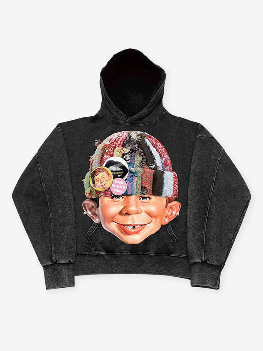 Bad Boy with Knit Cap Print Hoodie