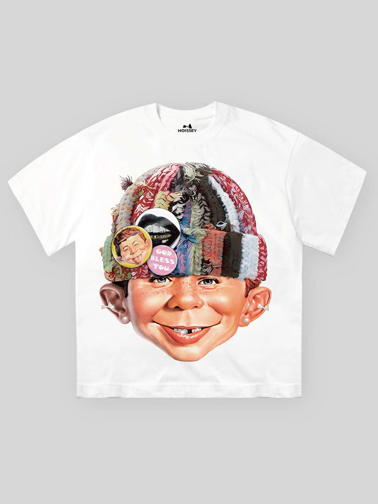 Bad Boy with Knit Cap Print T-shirt