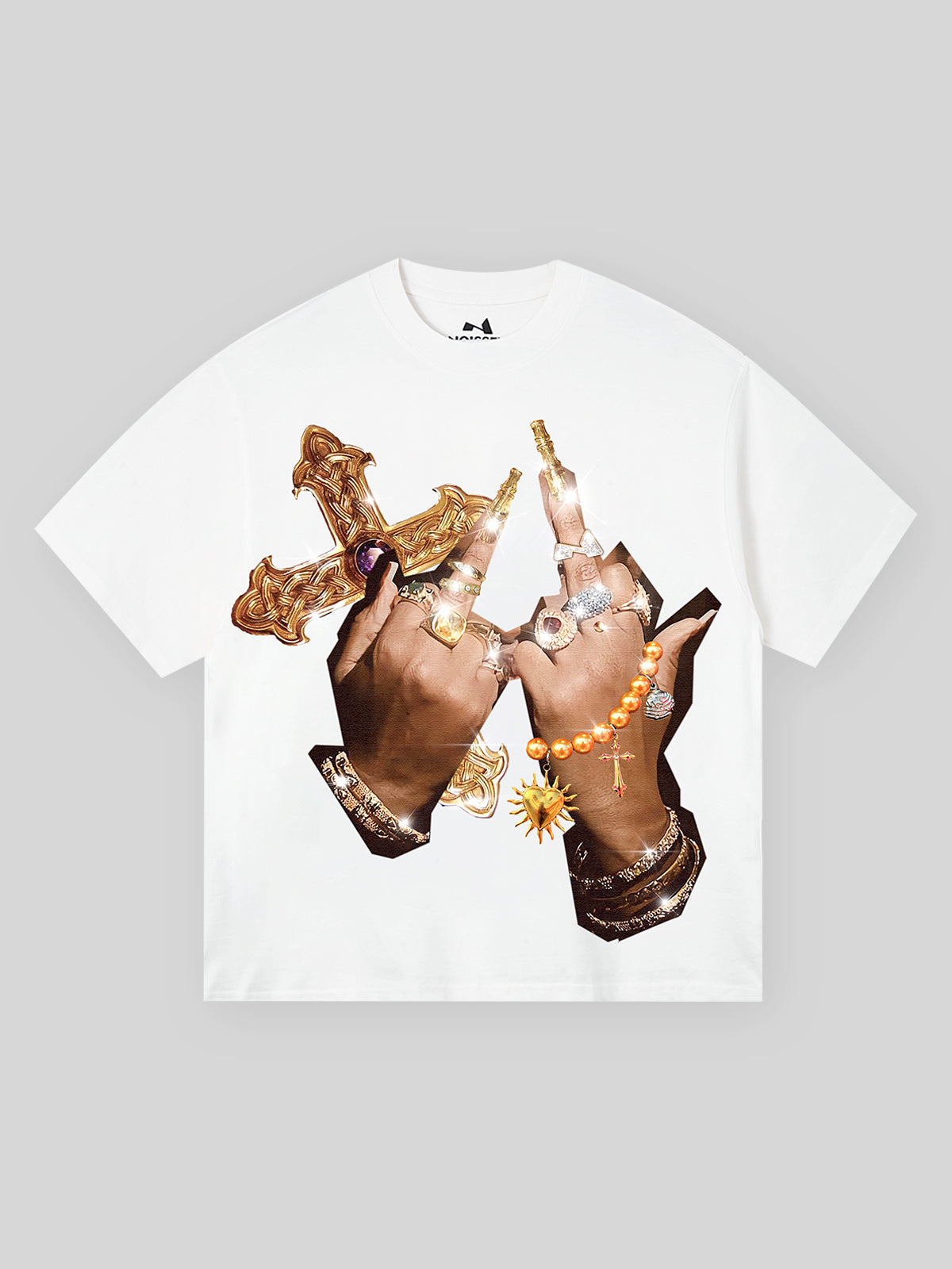 FUCK Diamond Ring Finger Print T-shirt