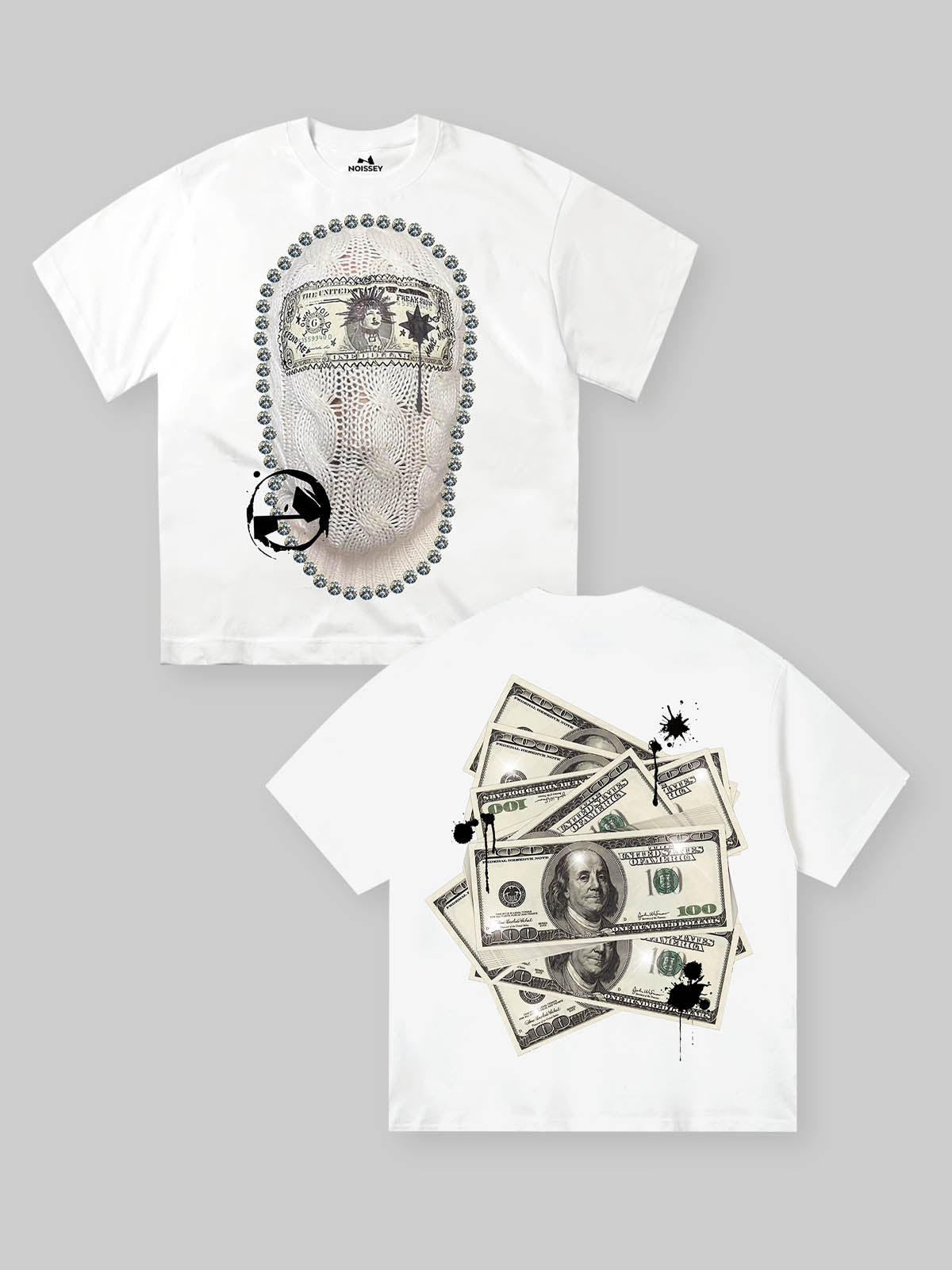 Money Knit Double-sided Printed Headband T-shirt