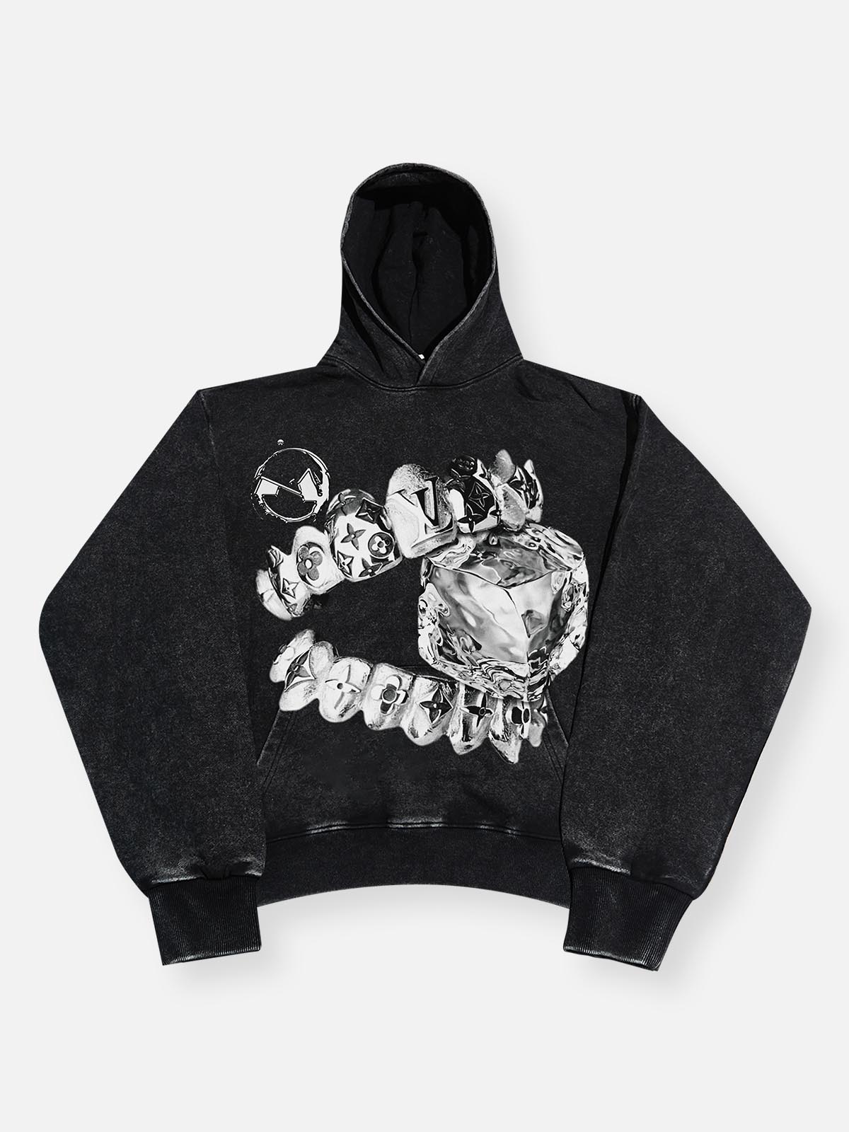 High Quality Liquid Metal Teeth and Ice Cube Art Print 425g Hoodie