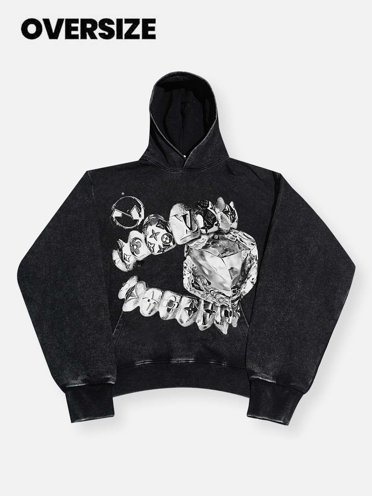High Quality Liquid Metal Teeth and Ice Cube Art Print 425g Hoodie