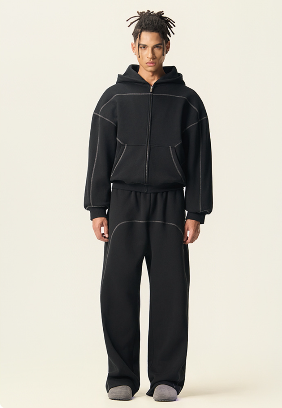 Hip-Hop Fleece Zip-Up Hoodie