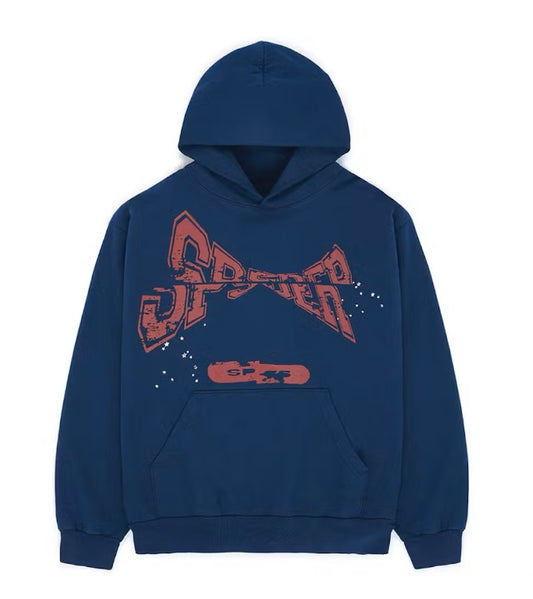 Sp5der Hoodie Navy Brown Logo
