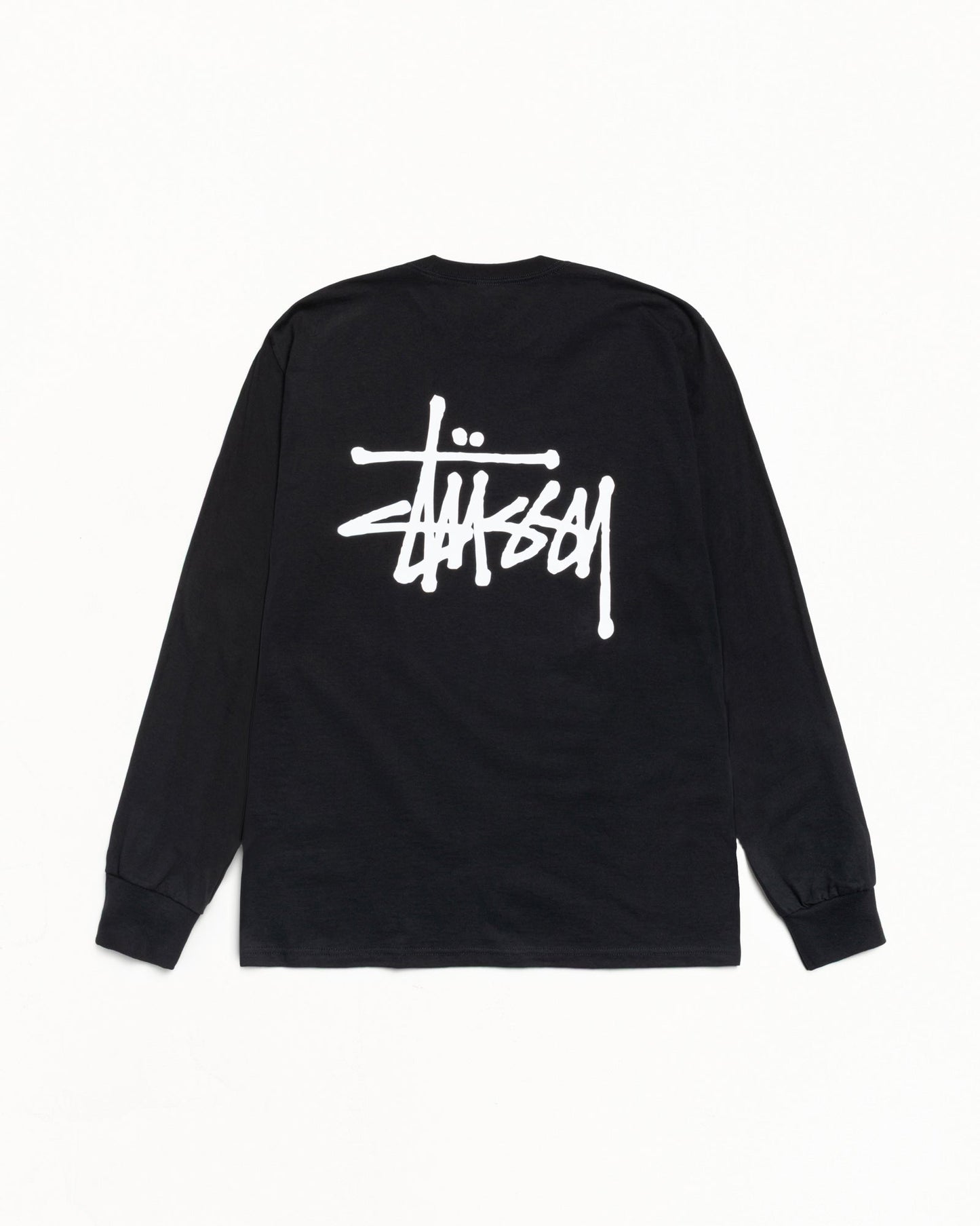 Basic Stussy Ls Tee Mens Long Sleeve In Black | hero:main:collection:new-arrivals,shirts,tops-shirts,all,tees,outerwear,denim,knits,accessories,sunglasses,hoodies,sweats,mens-hoodies-sweatshirts,shorts,pants,bottoms
