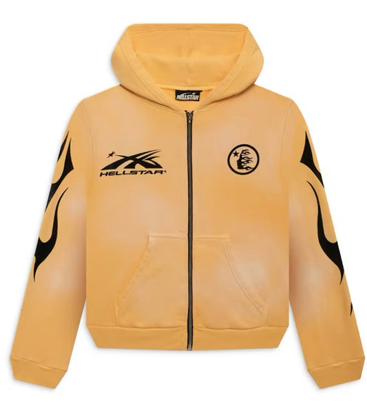 Hellstar ZipUp Hoodie Washed Yellow small Logos