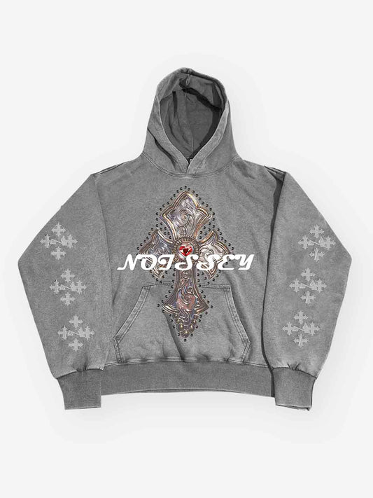 Noissey Diamond Cross Print Pullover Hoodie
