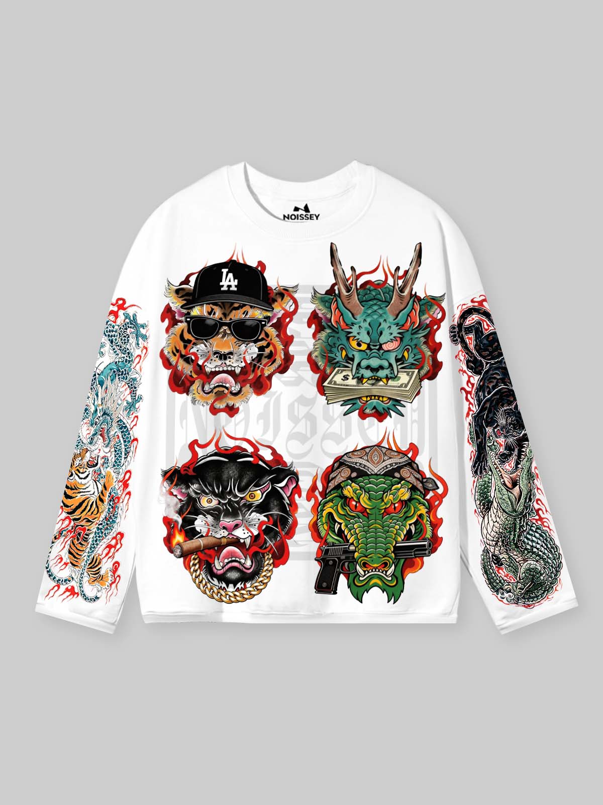 NOISSEY "Tattoo Beast Masters" Sweatshirt - Oversized Heavyweight Graphic Crewneck