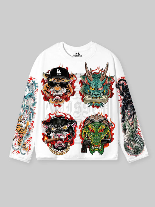 NOISSEY "Tattoo Beast Masters" Sweatshirt - Oversized Heavyweight Graphic Crewneck