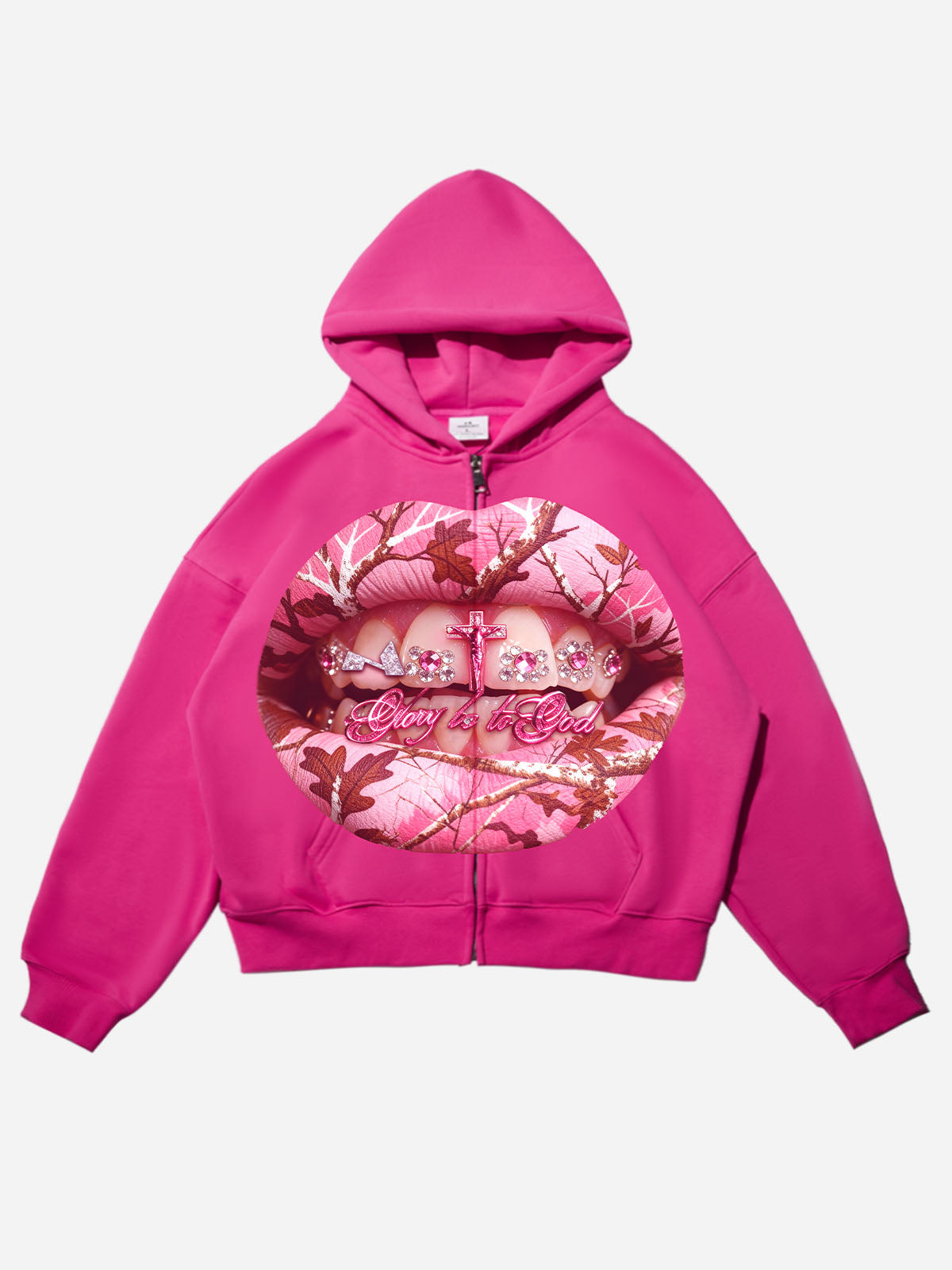 Pink Real tree Artistic Camouflage Print Warm Hoodie