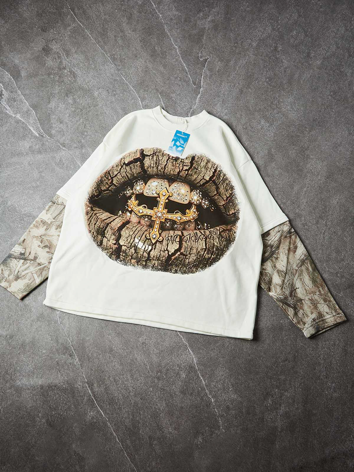 NOISSEY Real Tree Camo "Golden Cross" Layered Long Sleeve